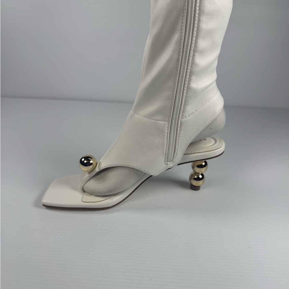 Azalea Wang Dippindot White Knee High Boots Sphere Heel NIB Size 7 - Picture 3 of 7